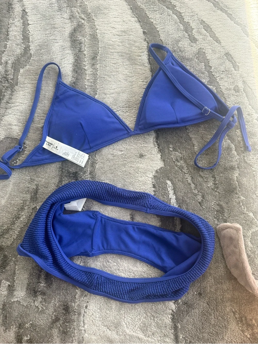 Abercrombie & Fitch Textured Triangle Bikini in Royal Blue